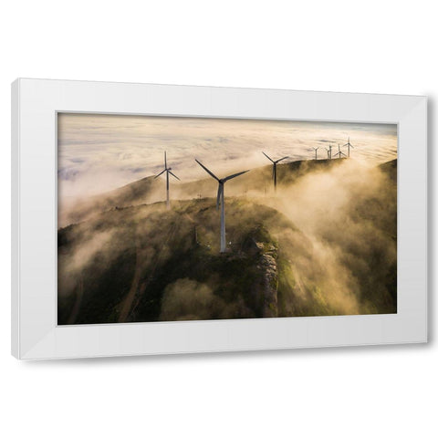 Wind Farm White Modern Wood Framed Art Print by Liaoyuhan
