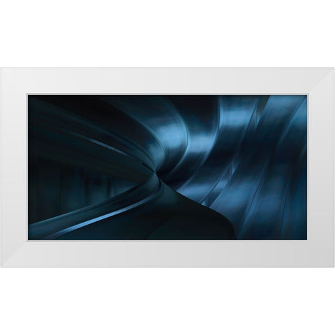 Blue Roller Coaster White Modern Wood Framed Art Print by Claes, Gilbert