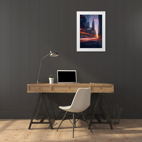 Good Morning Nyc White Modern Wood Framed Art Print by De La, Javier