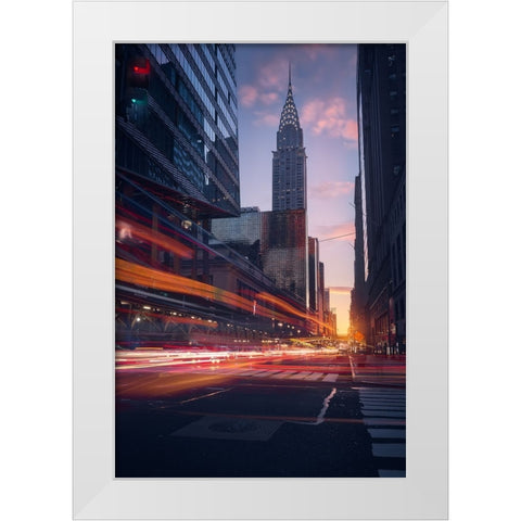 Good Morning Nyc White Modern Wood Framed Art Print by De La, Javier