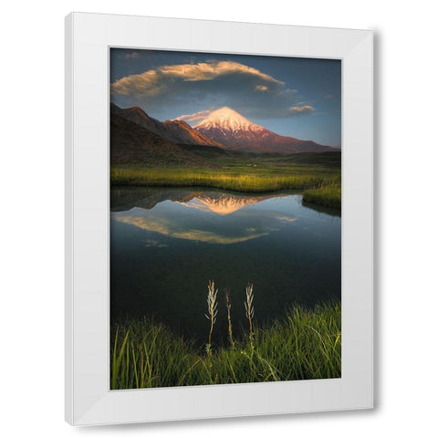 Gods Hand On Mount Damavand White Modern Wood Framed Art Print by Behzad, Majid