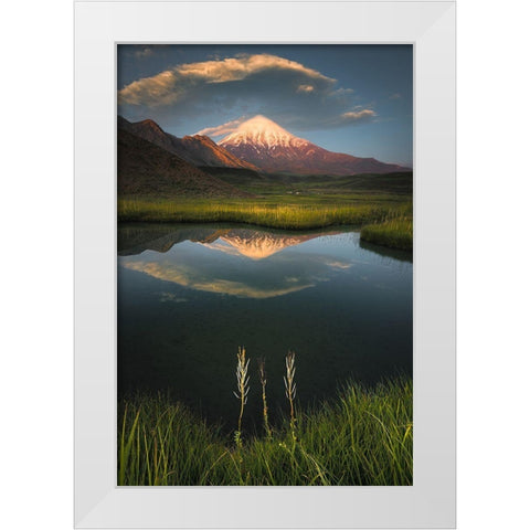 Gods Hand On Mount Damavand White Modern Wood Framed Art Print by Behzad, Majid