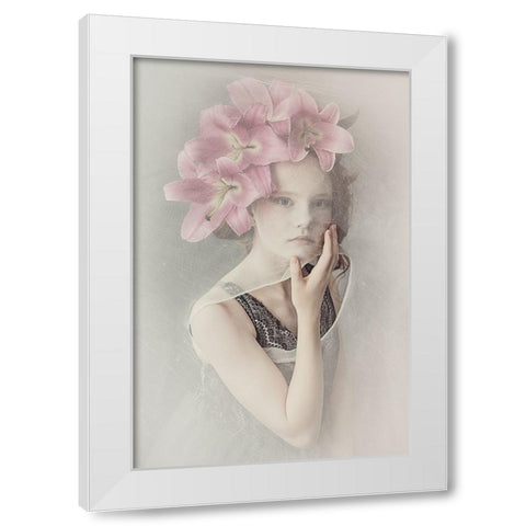 Mystery Girl White Modern Wood Framed Art Print by Kayen-Mouthaan, Carola