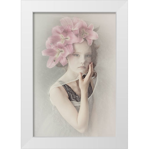 Mystery Girl White Modern Wood Framed Art Print by Kayen-Mouthaan, Carola