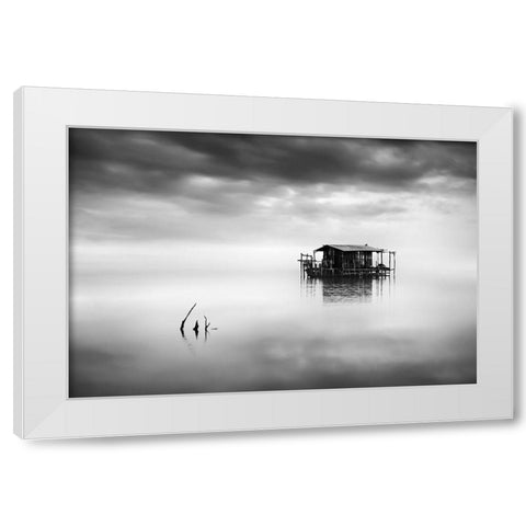 Out Of Space And Time White Modern Wood Framed Art Print by Digalakis, George