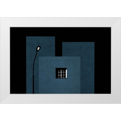 Composition With Window And Street Lamp White Modern Wood Framed Art Print by Schuster, Inge