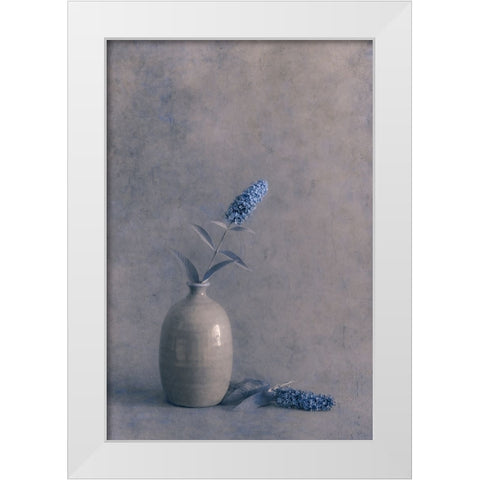 Blue Visions White Modern Wood Framed Art Print by Kiral, Cicek