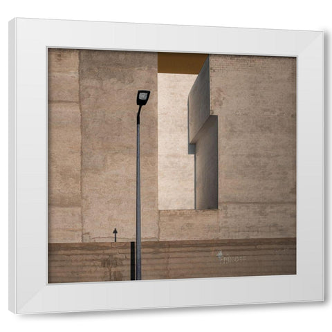 Street Lamp With Shadows White Modern Wood Framed Art Print by Schuster, Inge