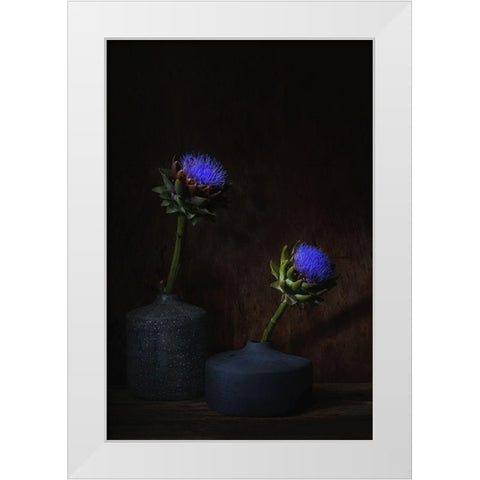Electric Blue. White Modern Wood Framed Art Print by Dingemans, Saskia