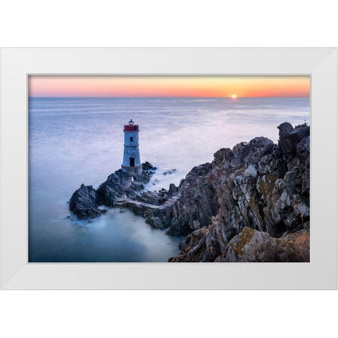 Two Lights White Modern Wood Framed Art Print by Guc, Mariusz