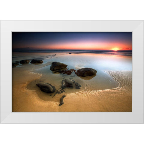 Coffee Rocks White Modern Wood Framed Art Print by Brackstone, Mel