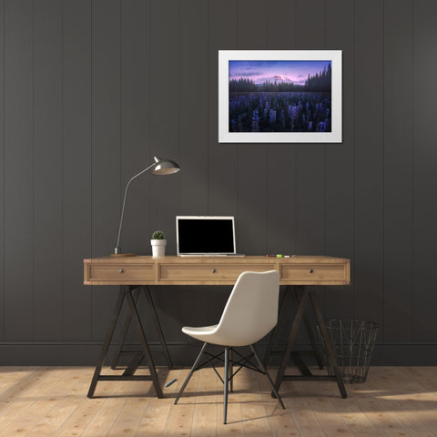 Adams Lupine White Modern Wood Framed Art Print by Bandyopadhyay, Atanu