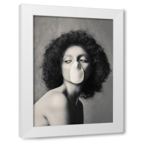 La Scapigliata White Modern Wood Framed Art Print by Naderi, Peyman