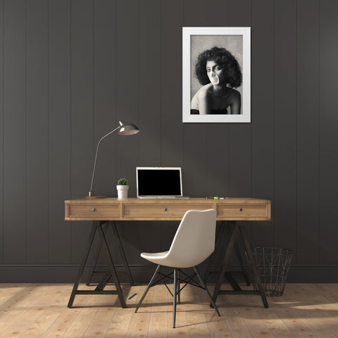 La Scapigliata White Modern Wood Framed Art Print by Naderi, Peyman