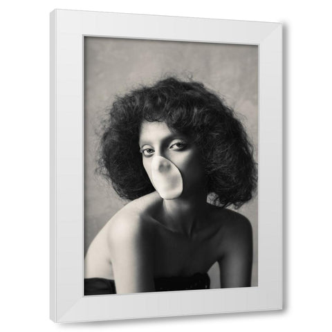 La Scapigliata White Modern Wood Framed Art Print by Naderi, Peyman