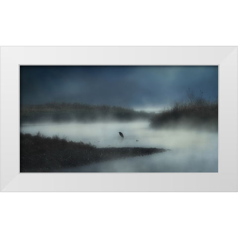 In The River Fog White Modern Wood Framed Art Print by Yamashita, Takafumi