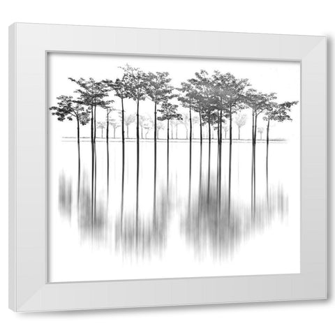 Reflections White Modern Wood Framed Art Print by Ur Rahman, Sami
