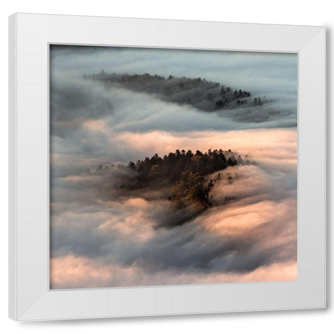 Mystical River. White Modern Wood Framed Art Print by Kowalczyk, Slawomir