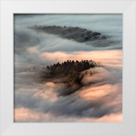 Mystical River. White Modern Wood Framed Art Print by Kowalczyk, Slawomir