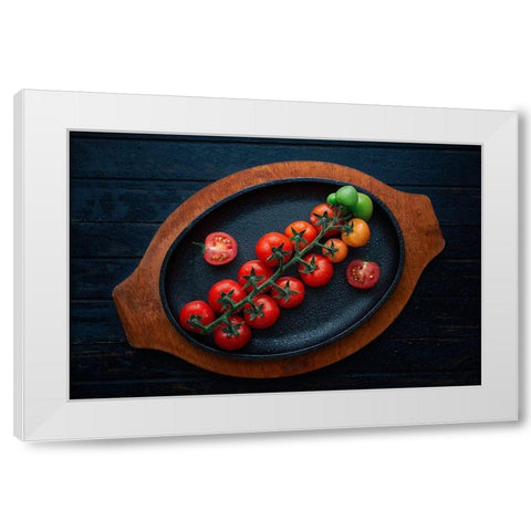 Colourful Tomatoes White Modern Wood Framed Art Print by Karina, Aleksandrova