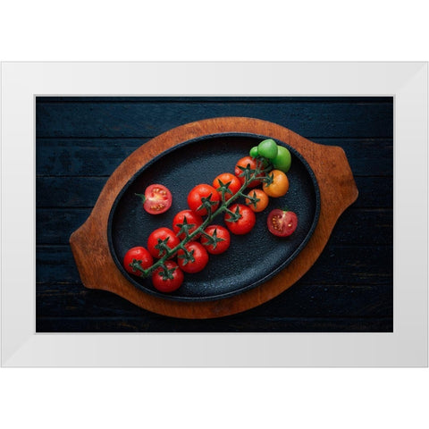 Colourful Tomatoes White Modern Wood Framed Art Print by Karina, Aleksandrova