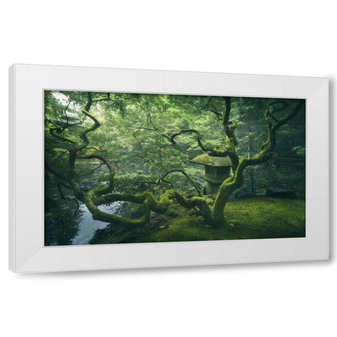 Japanese Tree White Modern Wood Framed Art Print by De La, Javier