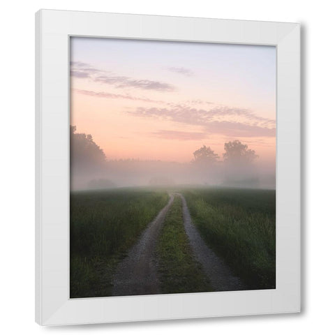 Foggy Road White Modern Wood Framed Art Print by Lindsten, Christian