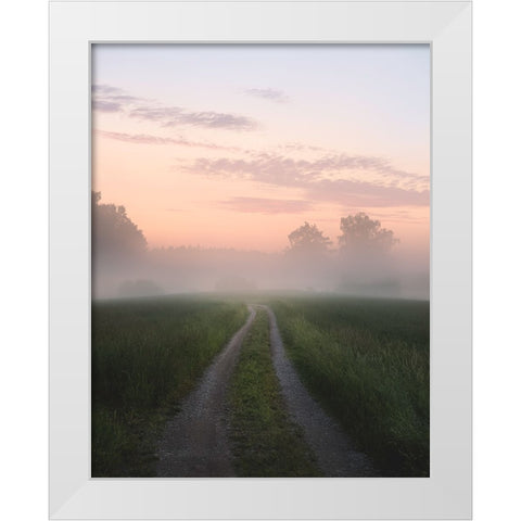 Foggy Road White Modern Wood Framed Art Print by Lindsten, Christian