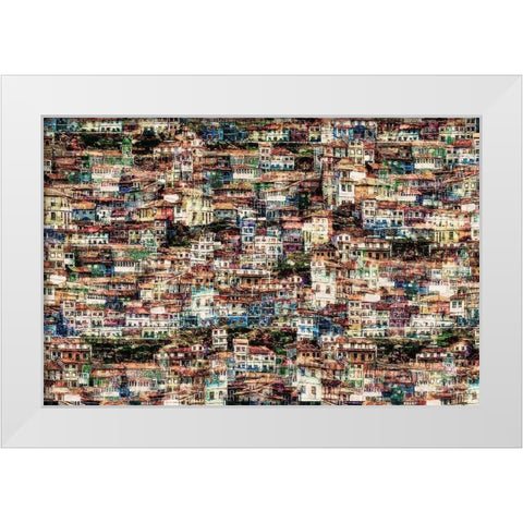 Cudillero White Modern Wood Framed Art Print by W., Orkidea