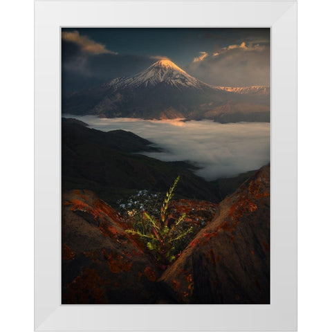 Mount Damavand In Spring White Modern Wood Framed Art Print by Behzad, Majid