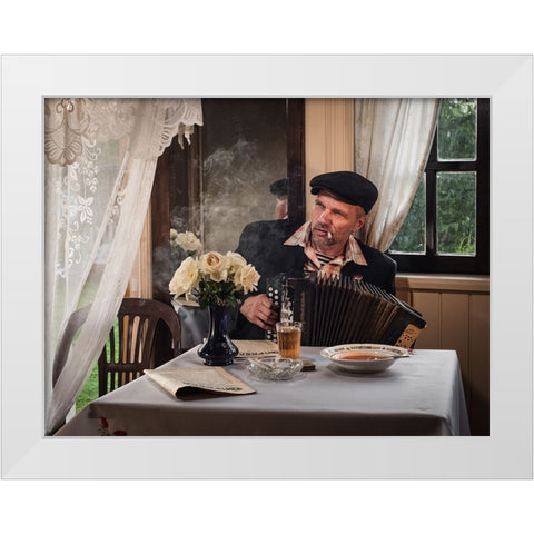 At Table White Modern Wood Framed Art Print by Cherkasov, Viktor