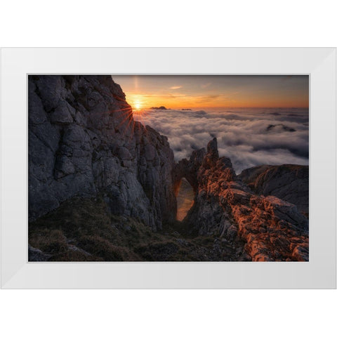 Picos De Europa White Modern Wood Framed Art Print by Alvarez Osorio, Cesar
