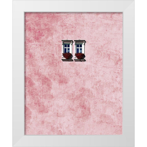 Pink Wall White Modern Wood Framed Art Print by Arro