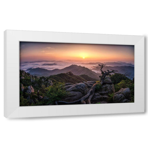 Sunrise On Top White Modern Wood Framed Art Print by Seo, Tiger