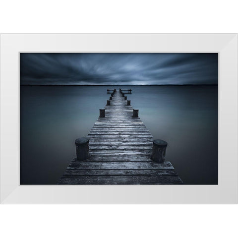 Dark White Modern Wood Framed Art Print by Iso66