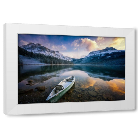 First Snow Emerald Lake White Modern Wood Framed Art Print by Li, Yongnan