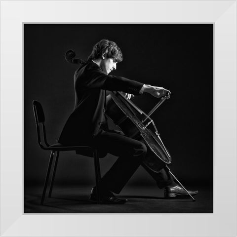 Musician. White Modern Wood Framed Art Print by Refat