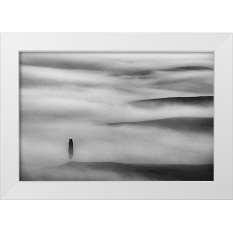 Each On His Own Side White Modern Wood Framed Art Print by Kravanja, Jure