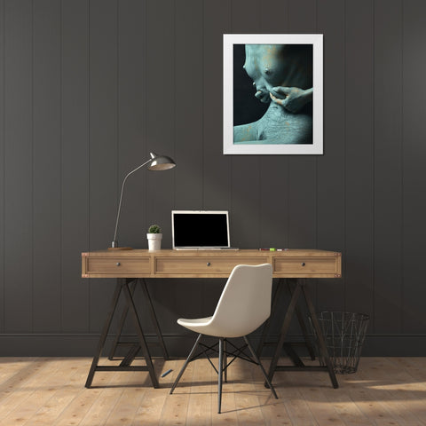 Qjust Blueq (AÂ„Â– 14) White Modern Wood Framed Art Print by Belokonov, Boris