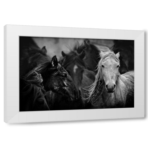 White White Modern Wood Framed Art Print by Basa, Emine
