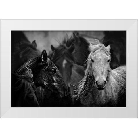 White White Modern Wood Framed Art Print by Basa, Emine