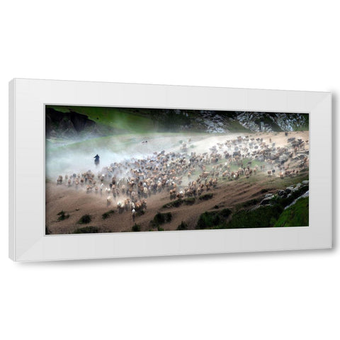 The Great Migration Of Kazakh White Modern Wood Framed Art Print by Zhu, Hua