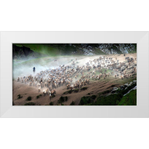 The Great Migration Of Kazakh White Modern Wood Framed Art Print by Zhu, Hua