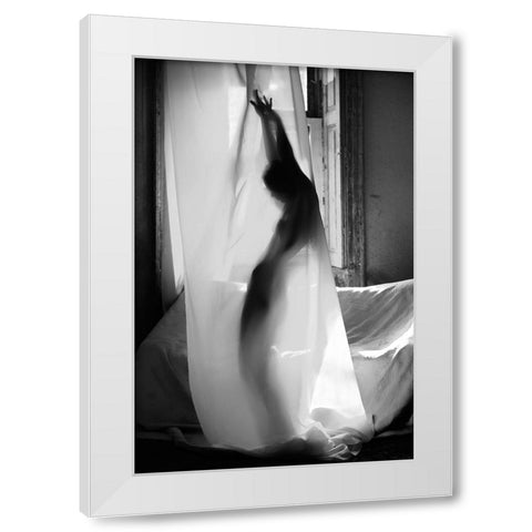 The Girls Are Dancing Alone White Modern Wood Framed Art Print by Kapsha, Eduards