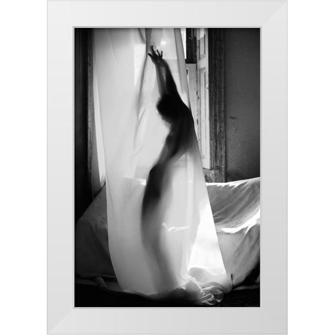 The Girls Are Dancing Alone White Modern Wood Framed Art Print by Kapsha, Eduards