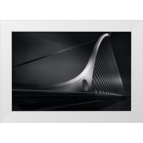 Harp White Modern Wood Framed Art Print by Azevedo, Olavo