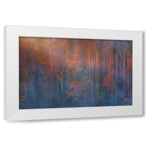Misty Morning White Modern Wood Framed Art Print by P., Ruiqing