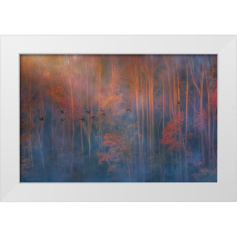 Misty Morning White Modern Wood Framed Art Print by P., Ruiqing