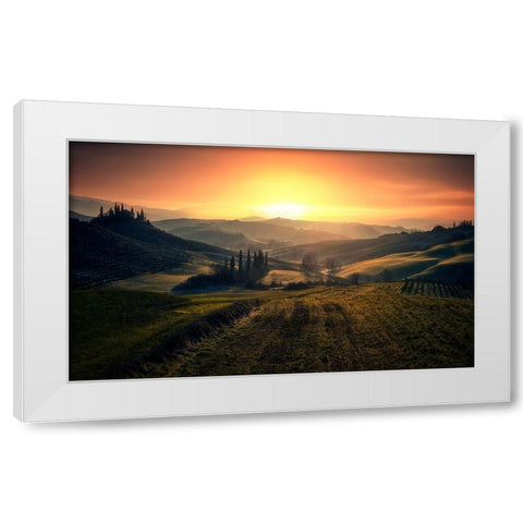 Val Dorcia In The Morning White Modern Wood Framed Art Print by Massetti, Fabrizio