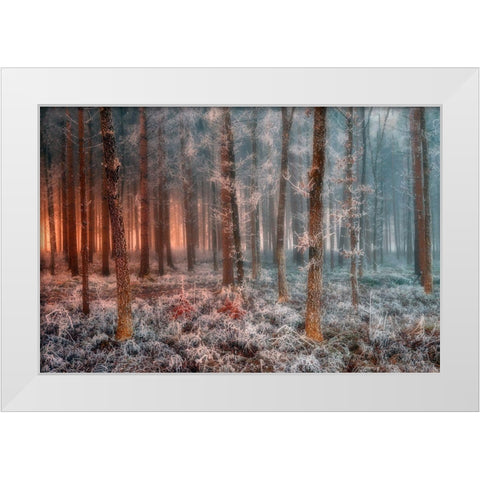 Ice And Fire White Modern Wood Framed Art Print by Kravanja, Jure
